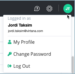 screenshot of the user account menu
